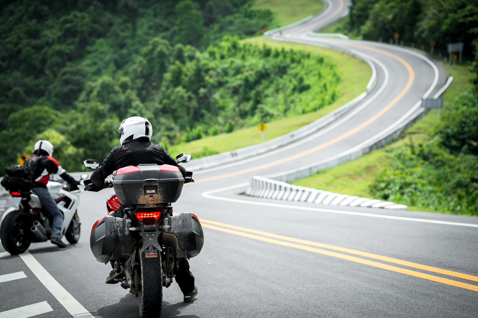 Motorcycle touring winding mountain roads